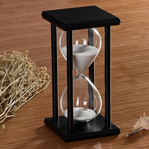 Reloj de arena decorativo – 30 minutos de calma en cristal y madera