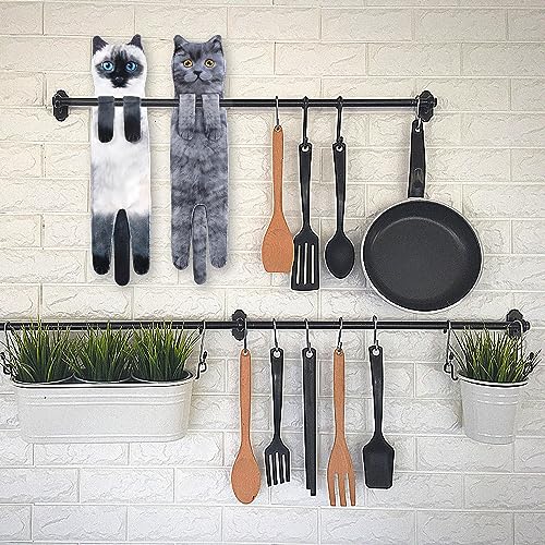 Divertidos Gatos Toalla de Mano-Decoración Gato Toalla Colgantes para Baño Trapos de Cocina-Animal Absorbente suave Toallas-regalos Graciosos Para Originales Mujer Amantes de Los Gatos-Corto Azul