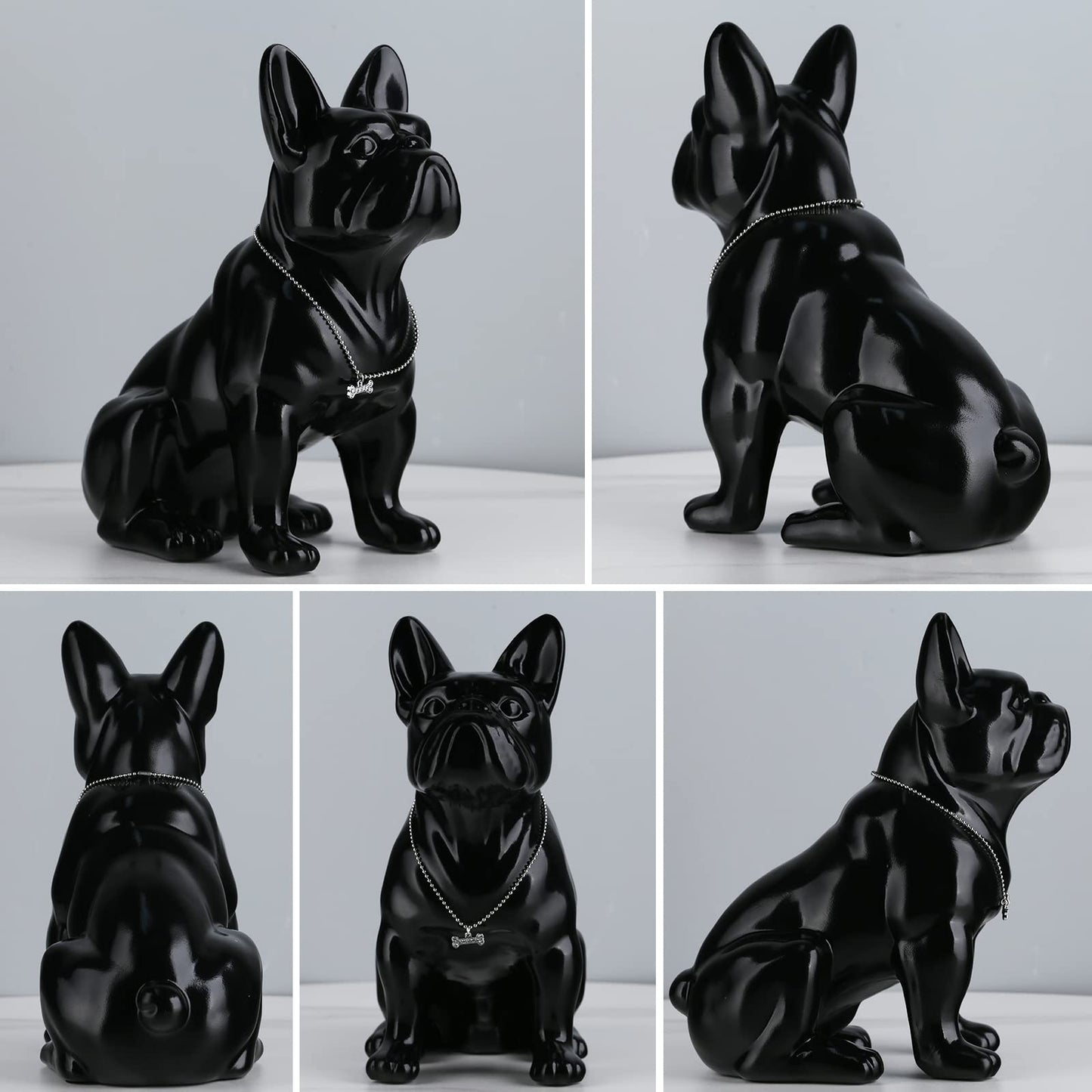 suruim Estatua de Bulldog inglés de Resina, Escultura Francesa, decoración del hogar, Figuras coleccionables Modernas, Arte para Perros, decoración (Negro, 12.2 Pulgadas), 10.6 x 5.9 x 12.2 Pulgadas