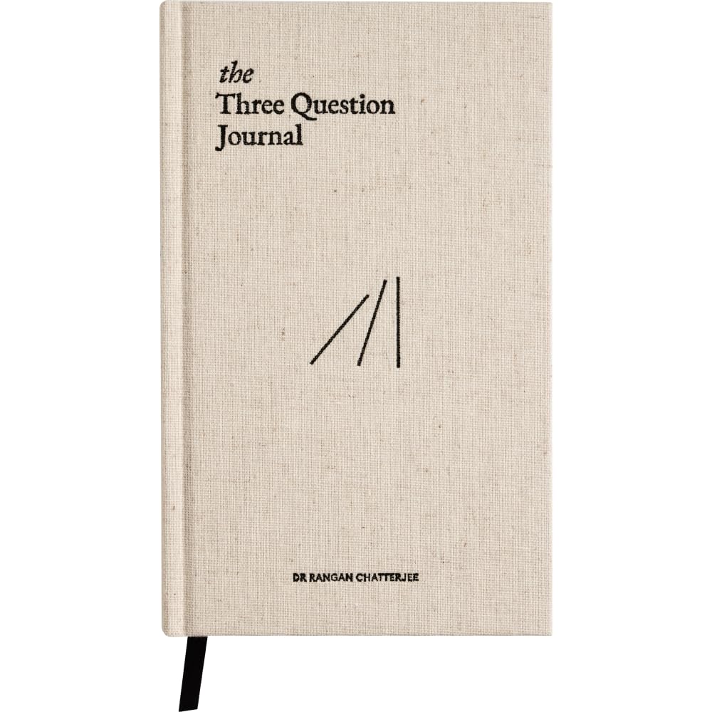 The Three Question Journal Dr. Rangan Chatterjee - Diario diario de gratitud 2024 para atención plena, alivio del estrés, diario guiado para el bienestar mental diario y crecimiento personal, lino