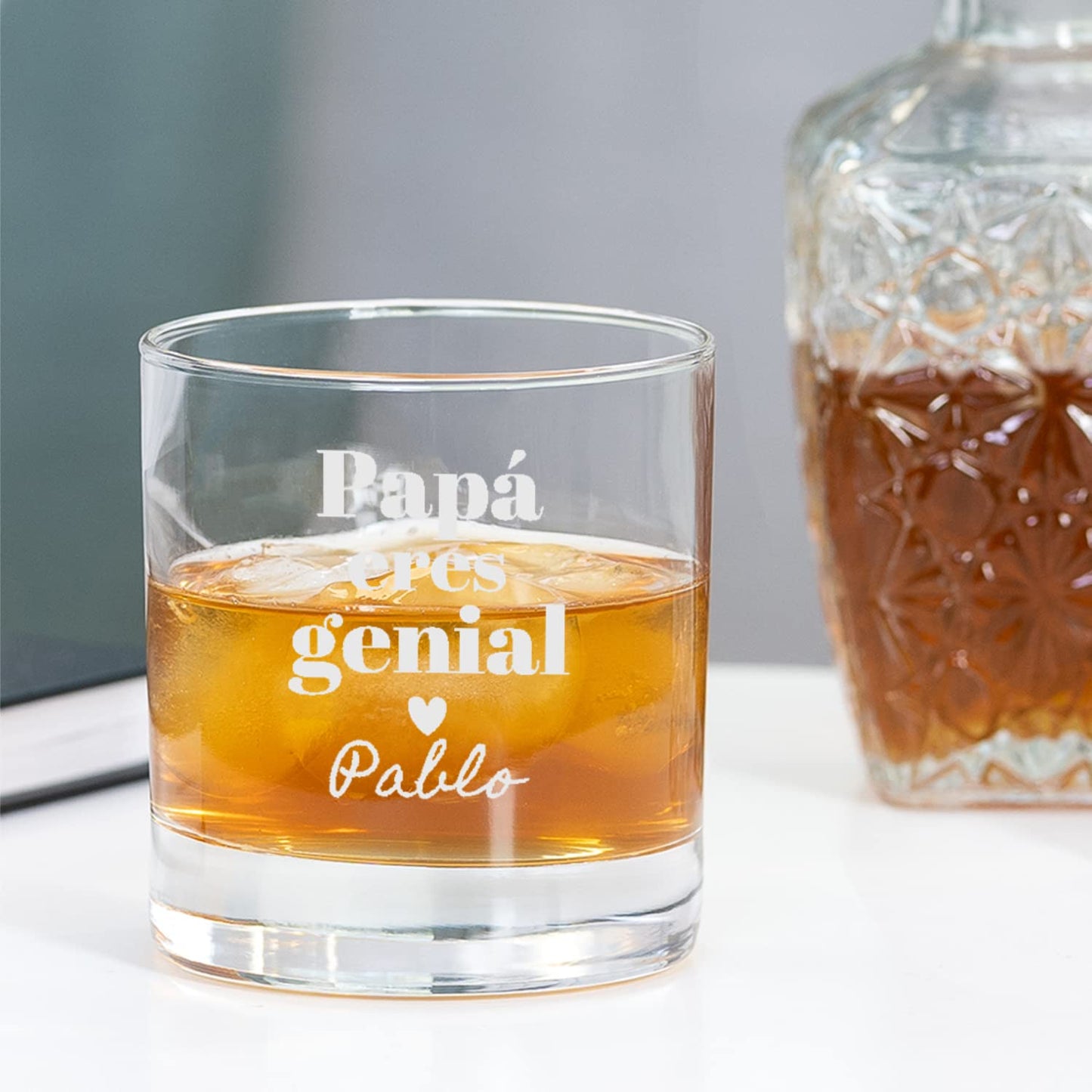 Wanapix | Vaso de Whisky Personalizado con Nombre | Vaso Cristal Grabado | Regalo Dia del Padre | 38 cl | Apto para Lavavajillas | Papa genial