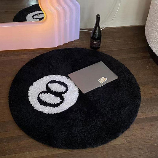 Alfombra redonda bola 8 – Suavidad con toque retro y aire de billar