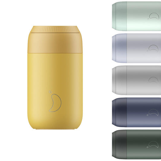 Chilly's Serie 2 Taza de Cafe Termica - Taza de Doble Pared con Tapa - Acero Inoxidable sin BPA - Pollen Yellow, 340ml