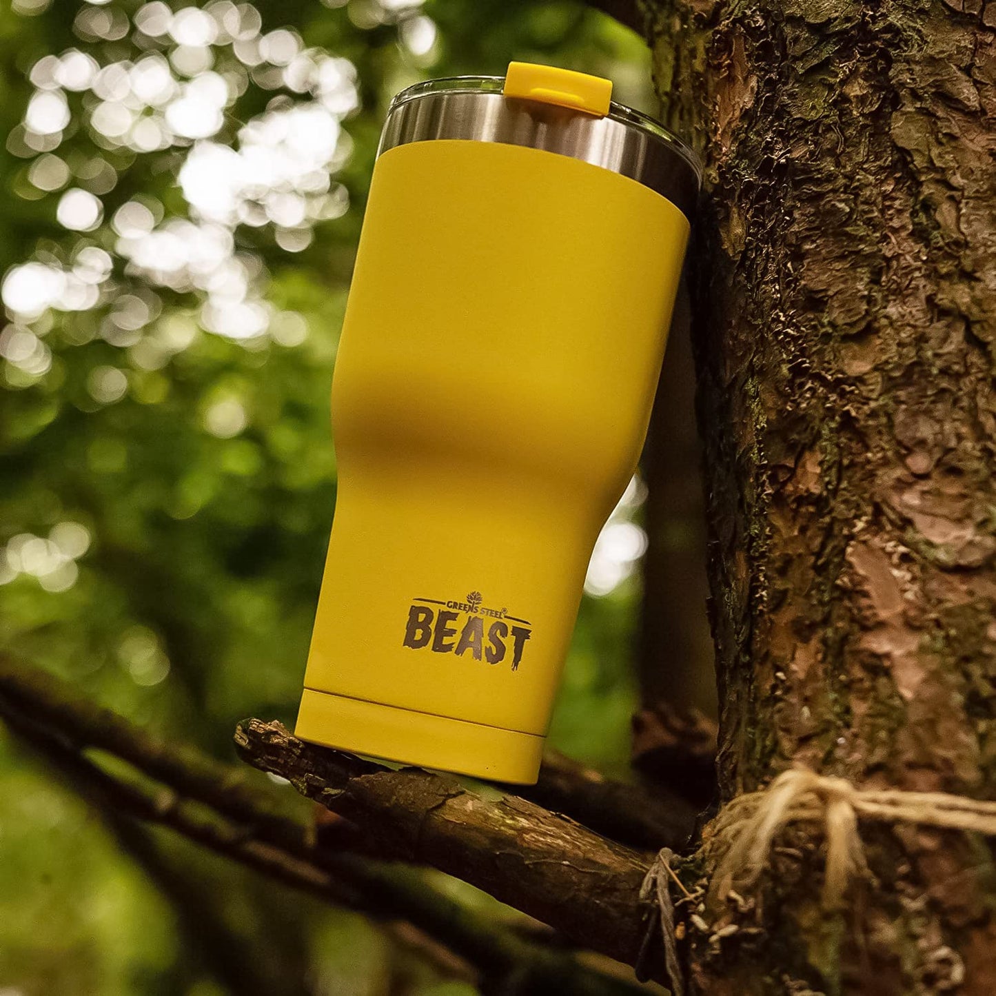 BEAST Termo Café para Llevar - 900ml I Limón I Taza Térmica de Acero Inoxidable Reusable I Taza Viajera de Doble Pared al Vacío I 2 Pajitas y Cepillo de Limpieza I para Café Frío o Caliente