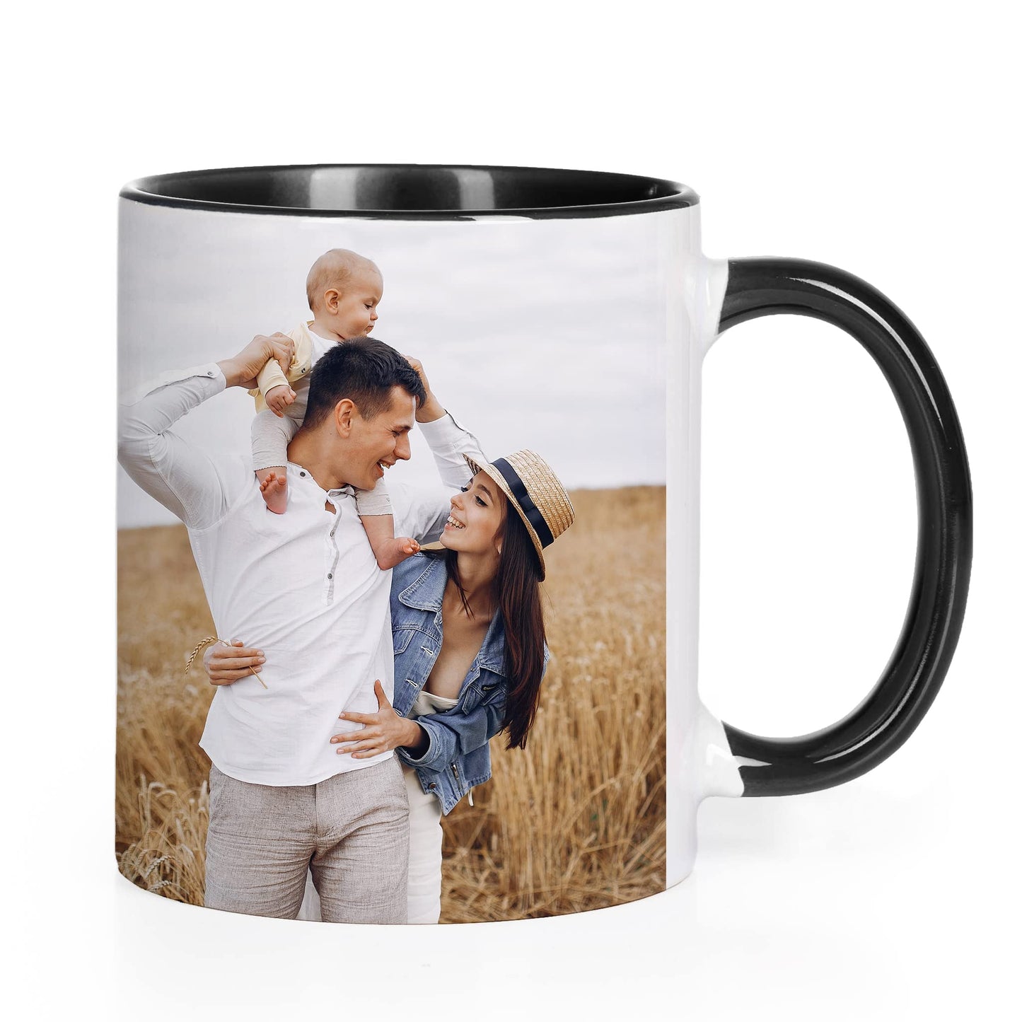 Wanapix | Taza Personalizada con Foto y Texto | Taza de Cerámica con Diseño Único | Regalo para Amigos y Familiares | Apta para Microondas | Capacidad de 325ml | Interior y Asa Color Negro