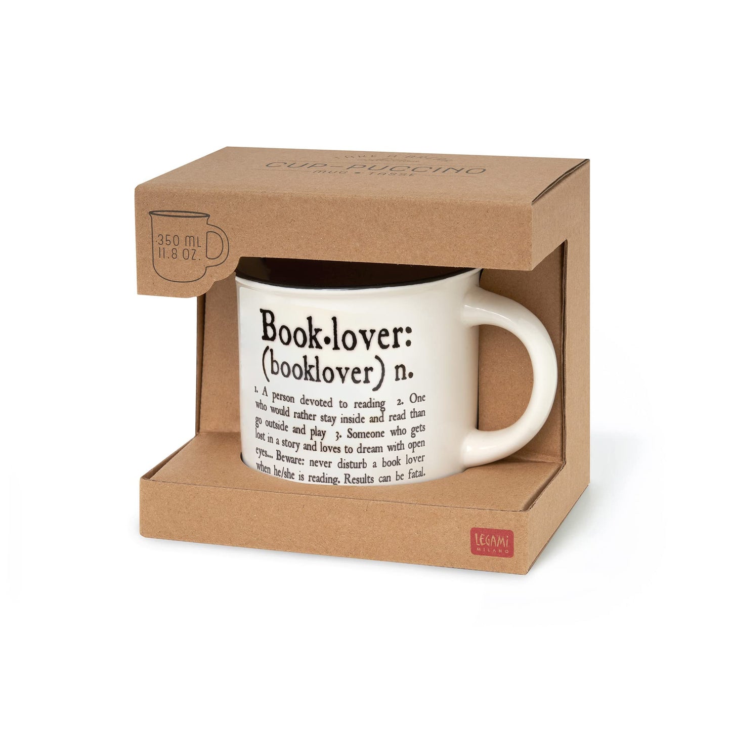 Legami - Cup Puccino, taza de porcelana New Bone China, tema Book Lover, Take a Break Collection, capacidad 350 ml, lavable en lavavajillas, apto para microondas (CUP0045)