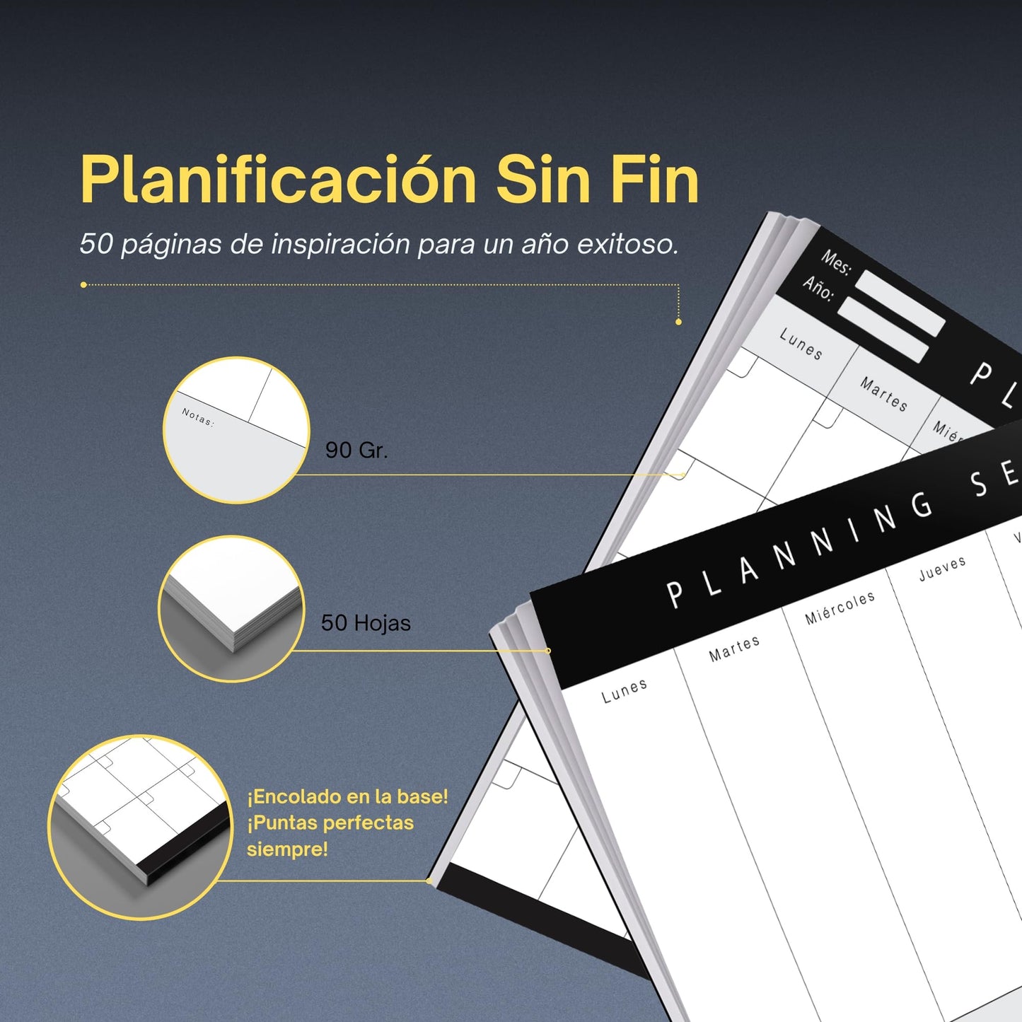 Previs Combo Planificador Semanal + Planificador Mensual A4 - Organizador de Escritorio - Ideal Para Oposiciones, Estudios, Trabajo.