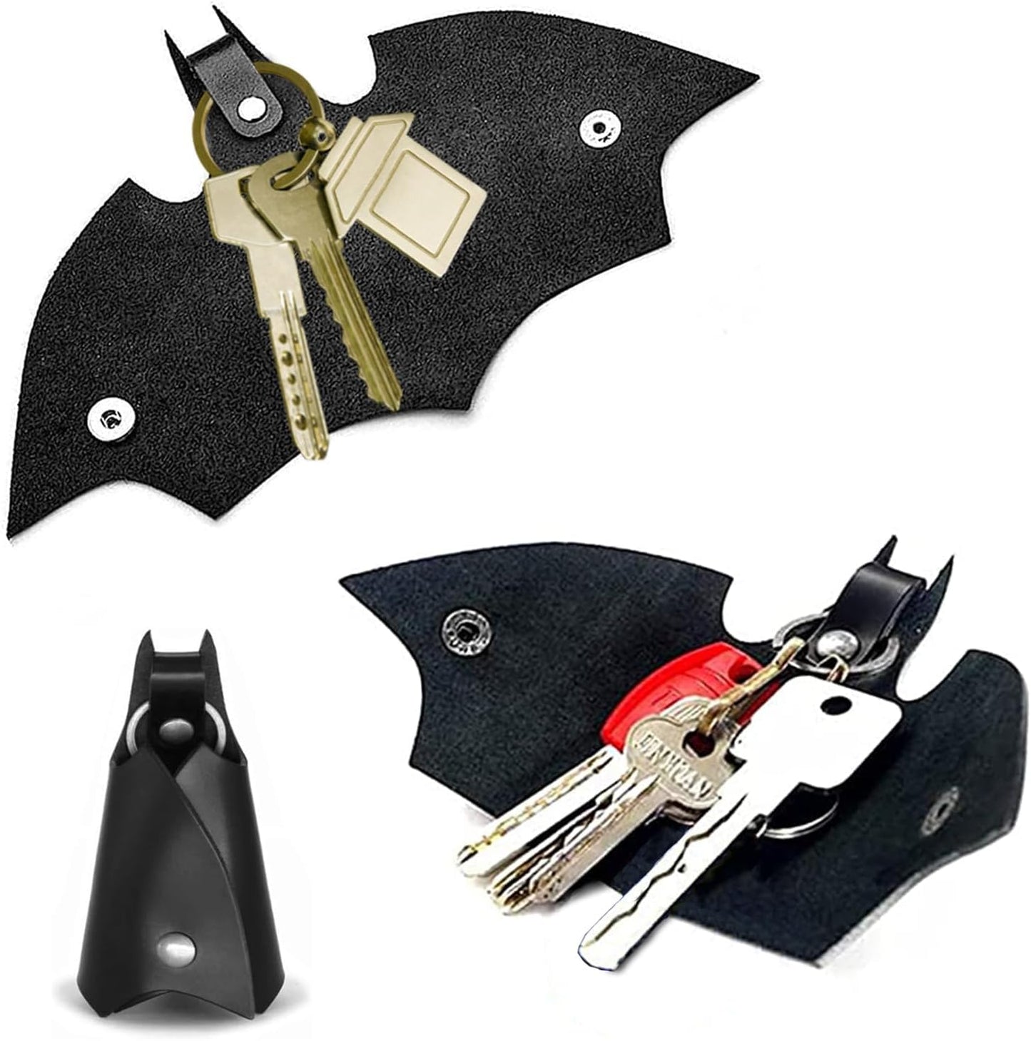 Ahaimy Llavero Batman, funda para llaves de piel sintética de Batman, funda para llaves de piel sintética, llavero de murciélago, llavero de cuero para coche, organizador de llaves, para todo tipo de