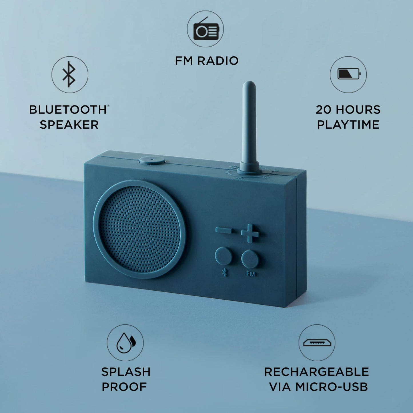 Lexon TYKHO 3 Radio FM + Altavoz Bluetooth Duck Azul (Rosa)