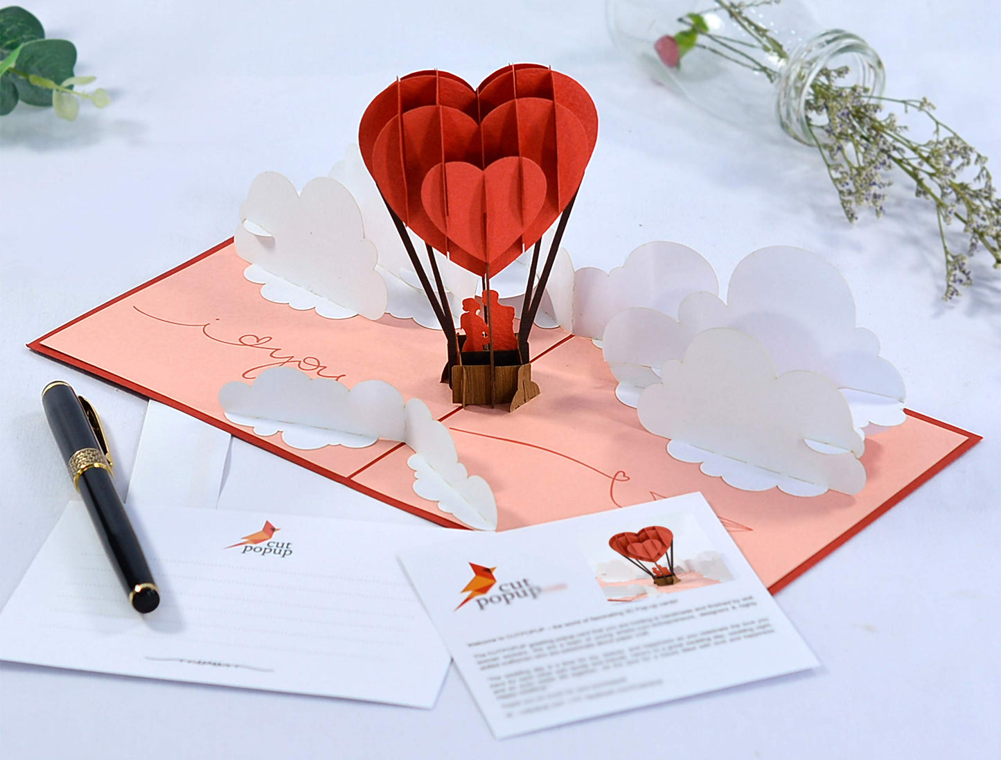 CUTPOPUP Globo - 3D Tarjeta Aniversario, Tarjeta Aniversario Boda, Tarjeta Cumpleaños, Tarjeta Felicitacion Boda, Tarjeta Regalo, Regalos Originales Para Mujer (Air Balloon) US8-LO075ES