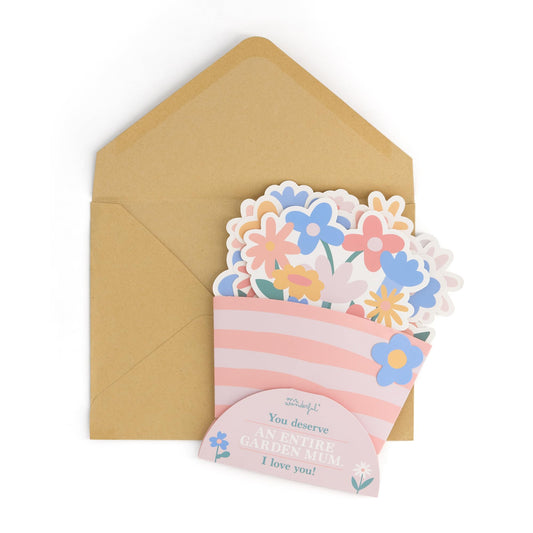 Mr.Wonderful - Postal ramo de flores - You deserve an entire garden. Mum, I love you! - Postal en 3 dimensiones que simula un ramo de flores - Regalo Día de la Madre