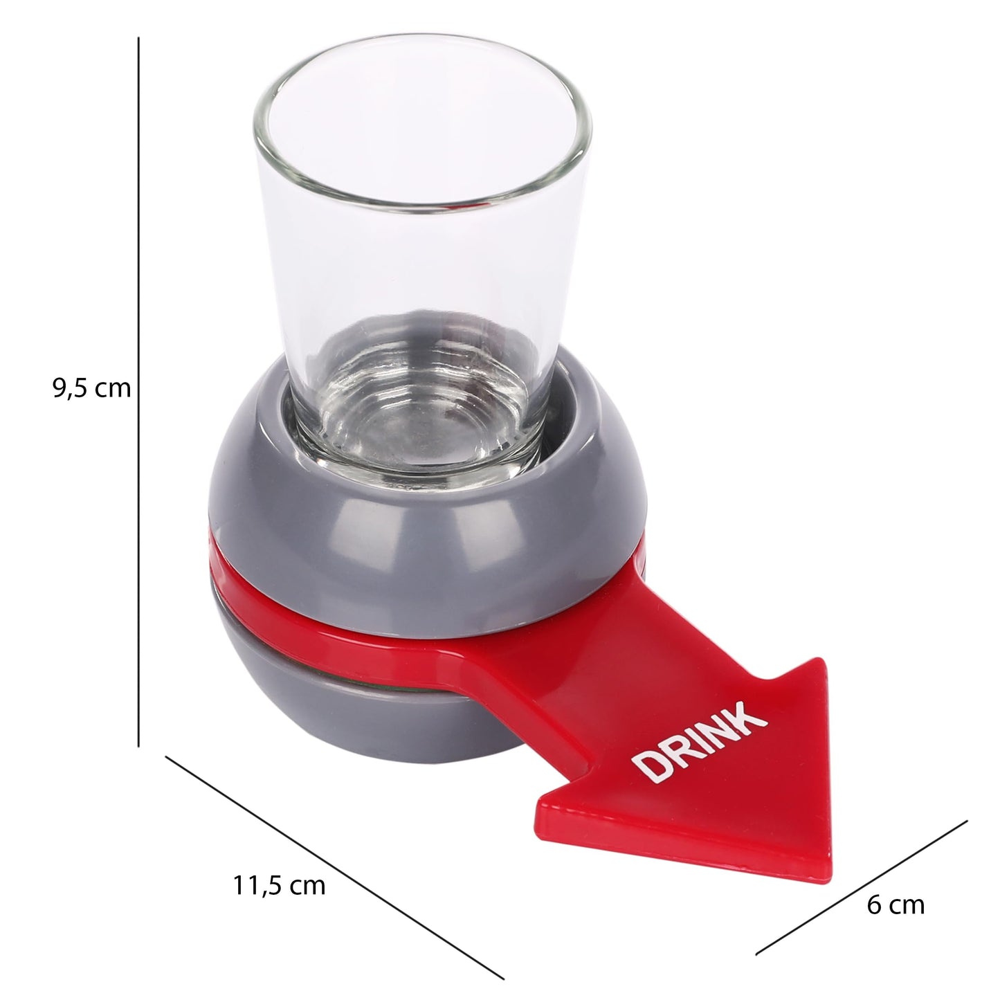 FunX Shot Spinner - Divertido giro de botellas con vaso de chupito y flecha – Juego de beber, juego de beber para fiestas, JGA y reuniones acogedoras – 2 cl de capacidad