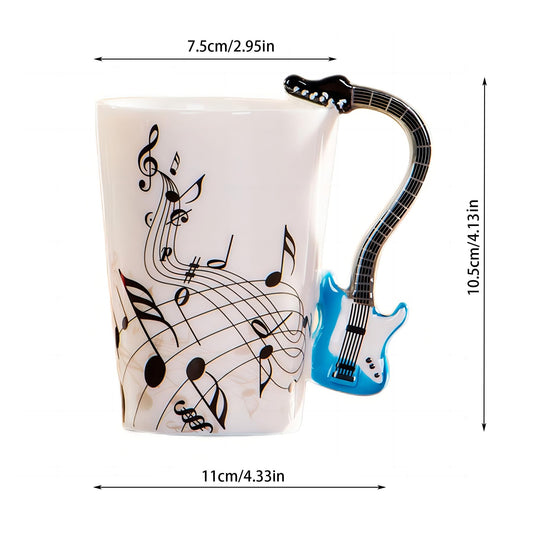 Taza guitarra – Café con notas y partituras