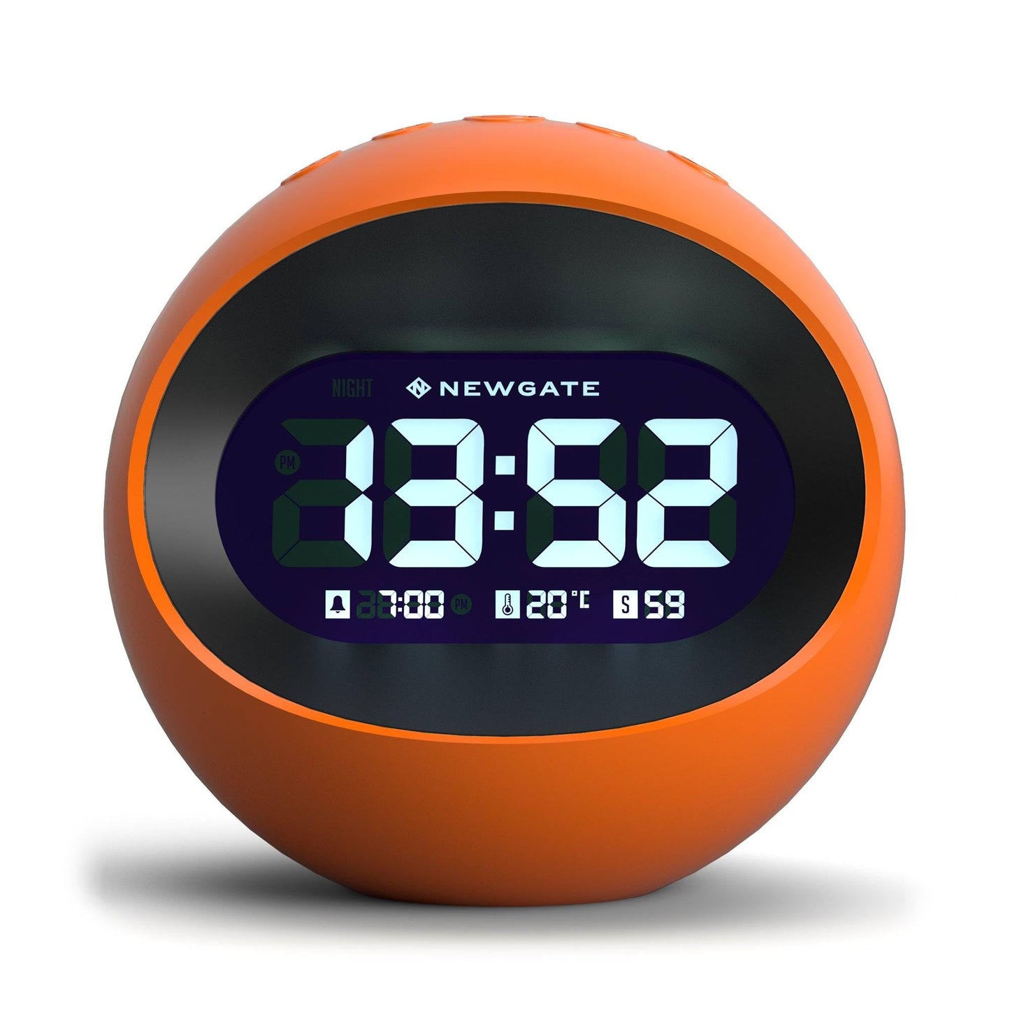 Reloj Despertador Esférico Retro – Futuro Vintage en Naranja