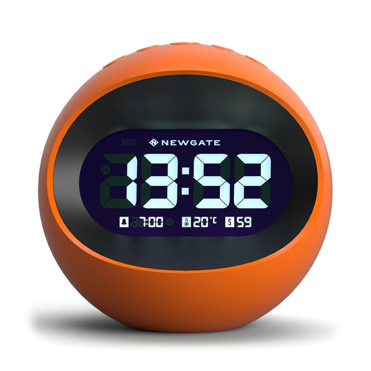 Reloj Despertador Esférico Retro – Futuro Vintage en Naranja