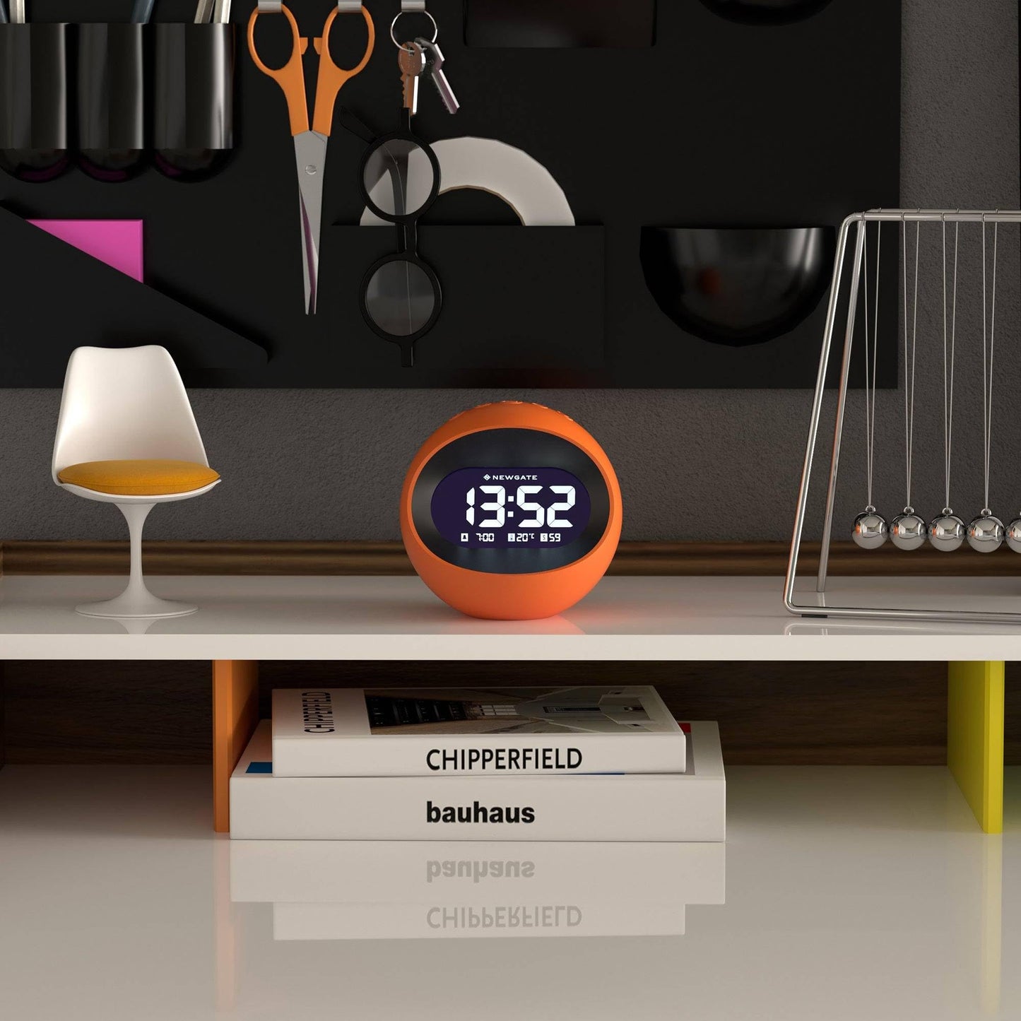 Reloj Despertador Esférico Retro – Futuro Vintage en Naranja