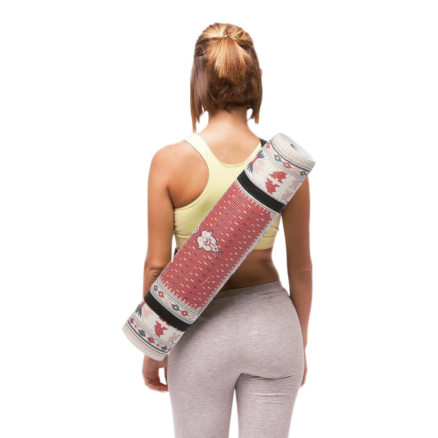 DOIY - Esterilla de Yoga Antideslizante - Estampado de Alfombra Persa - Equipada con Cojín de Apoyo - Asas para Transporte - Esterilla de Pilates Gruesa - Colchoneta de Ejercicios - 60x173x0,6 cm