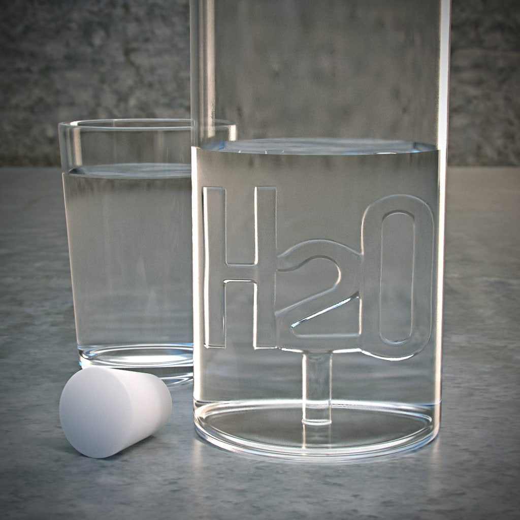 Balvi Botella Atlantis H2O con Letras Formando la fómula química del Agua en el Interior Borosilicato