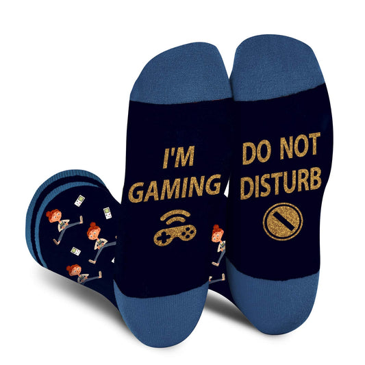 Calcetines Hombre Divertidos - Do Not Disturb I'M Gaming Personalizados Originales Dibujos Estampados Graciosos Frikis Colores Algodon Calcetines - Regalos Navidad Originales para Adolescentes