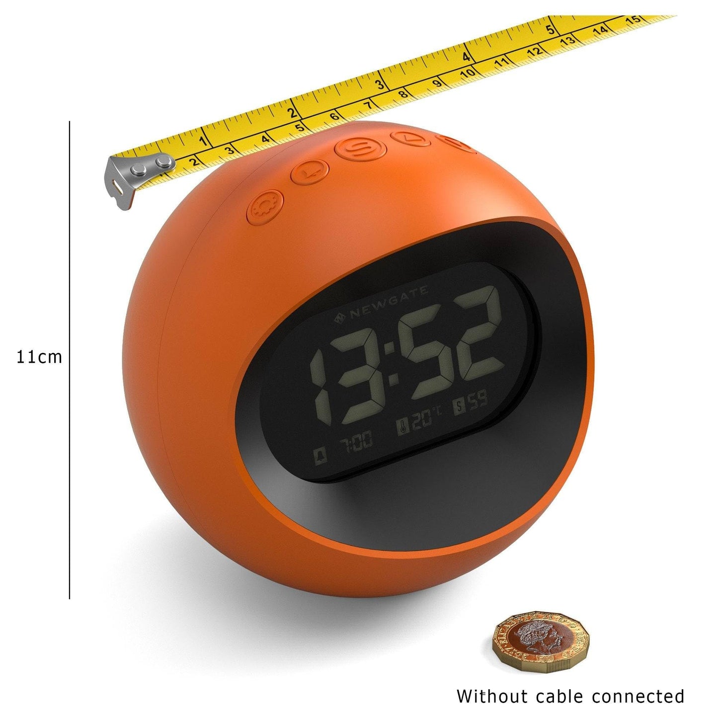 Reloj Despertador Esférico Retro – Futuro Vintage en Naranja