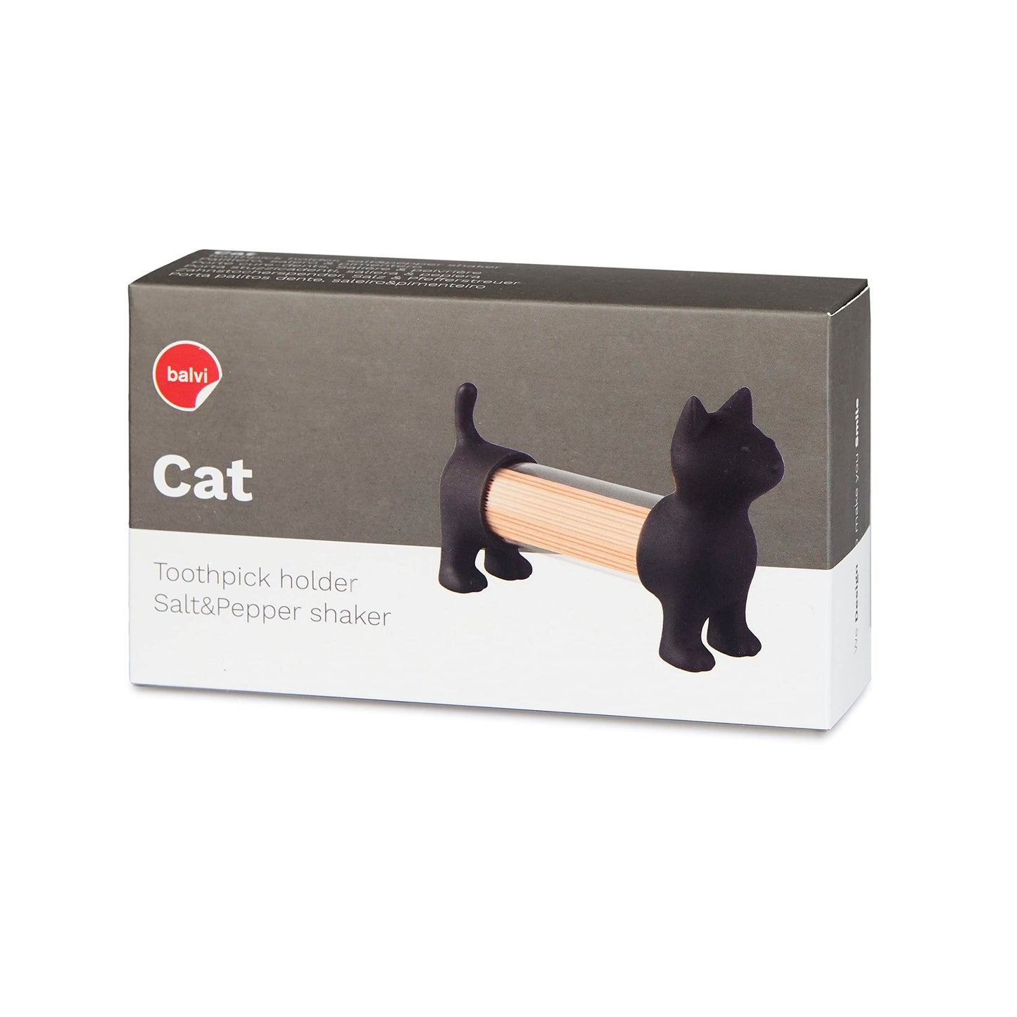 Balvi Palillero & salero y pimentero Cat Color negro Con forma de gato Acrílico/plástico PVC