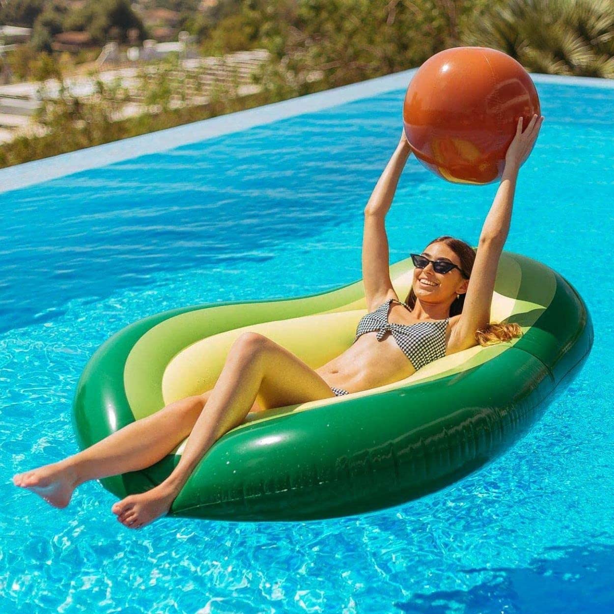 Flamingueo Flotador Aguacate Gigante - Colchoneta Hinchable para Piscina y Playa, Adultos, 160x125 cm