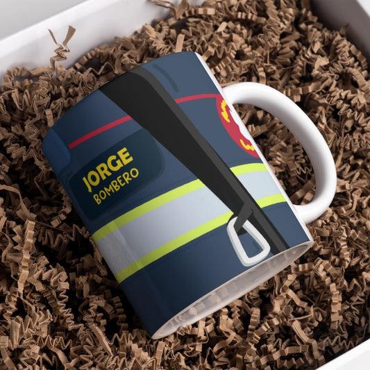 Taza bombero personalizada – Porque el héroe también desayuna