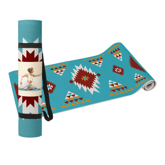 DOIY - Esterilla de Yoga Antideslizante - Estampado de Alfombra Navajo - Equipada con Cojín de Apoyo - Asas para Transporte - Esterilla de Pilates Gruesa - Colchoneta de Ejercicios - 60x173x0,6 cm