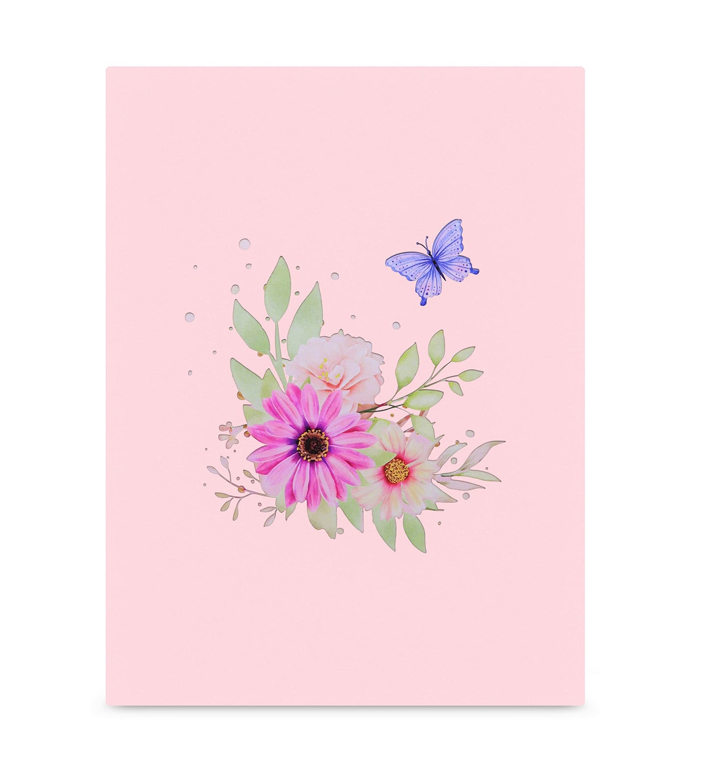 MOKIO® Tarjeta de Flores Pop-Up – Flor con Mariposa – Tarjeta de felicitación 3D para un cumpleaños, jubilación o como cupón, Tarjeta de regalo emergente con sobre