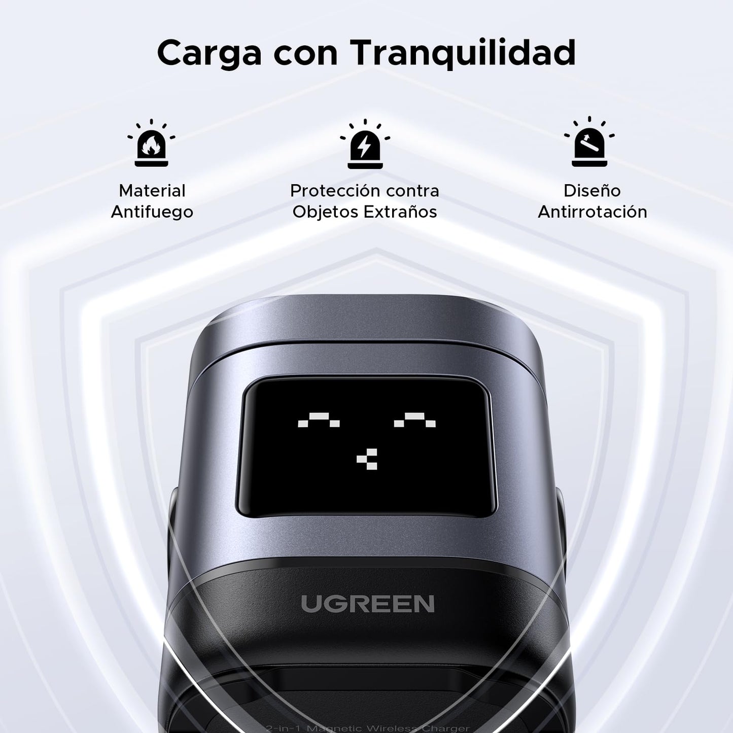 Cargador inalámbrico magnético – Carga con emojis y soporte para dos dispositivos
