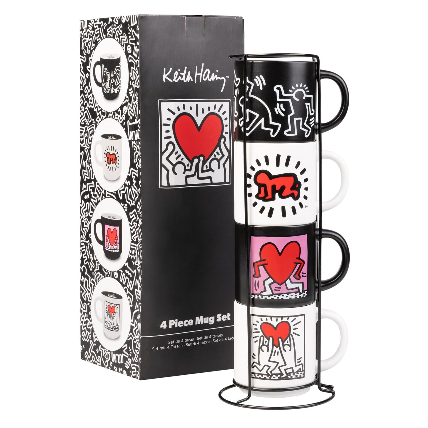 Set 4 Tazas Keith Haring – Arte Pop Urbano en tu Desayuno