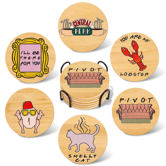Posavasos Friends (6 piezas) – Langosta, sofá y nostalgia en cada sorbo