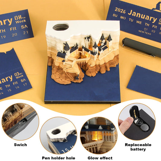 Calendario 3D Castillo Mágico 2026 – Un Palacio de Fantasía Iluminado