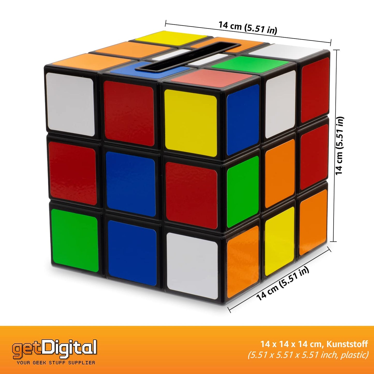 getDigital 8372 - Caja Para Pañuelos Cubo Mágico - Cierre Magnético - Multicolor - 14 x 14 x 14 cm