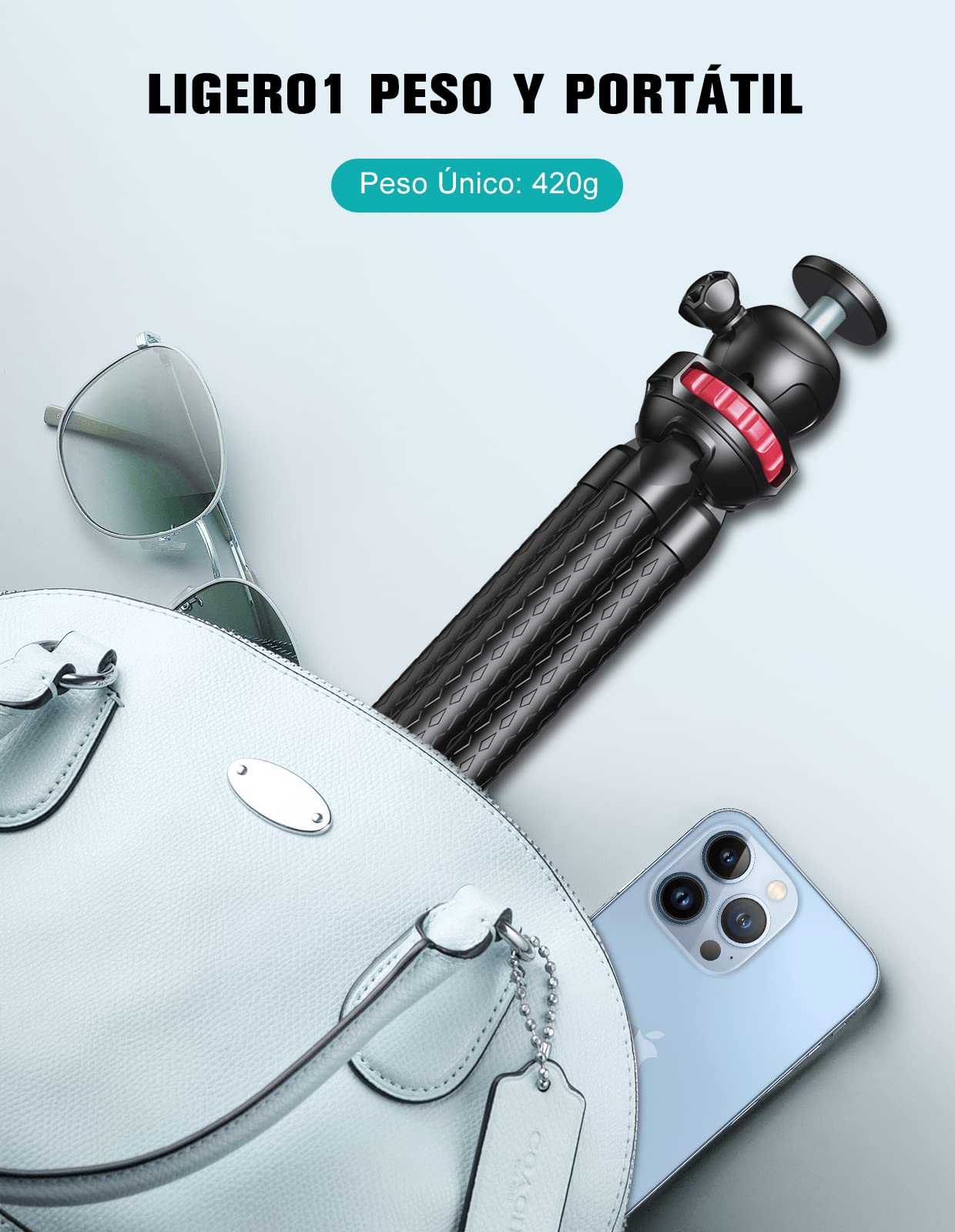 CIRYCASE Tripode para Movil, Mini Flexible Tripode Palo Selfie Portátil Giro de 360°, Trípode Camara con Control Remoto Inalámbrico para Movil y Cámara Acción, Ideal para Selfies/Grabación de Vídeo