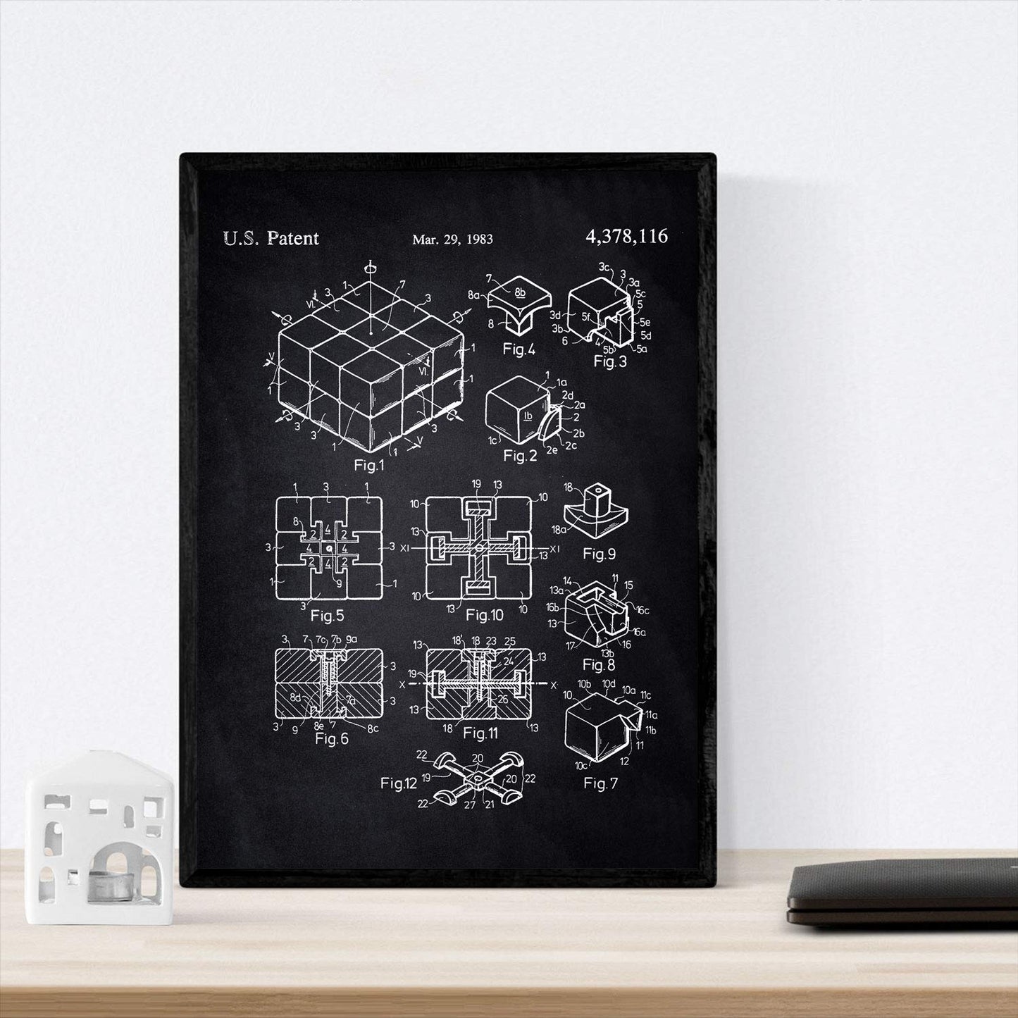 Lámina patente cubo Rubik – El genio en versión póster