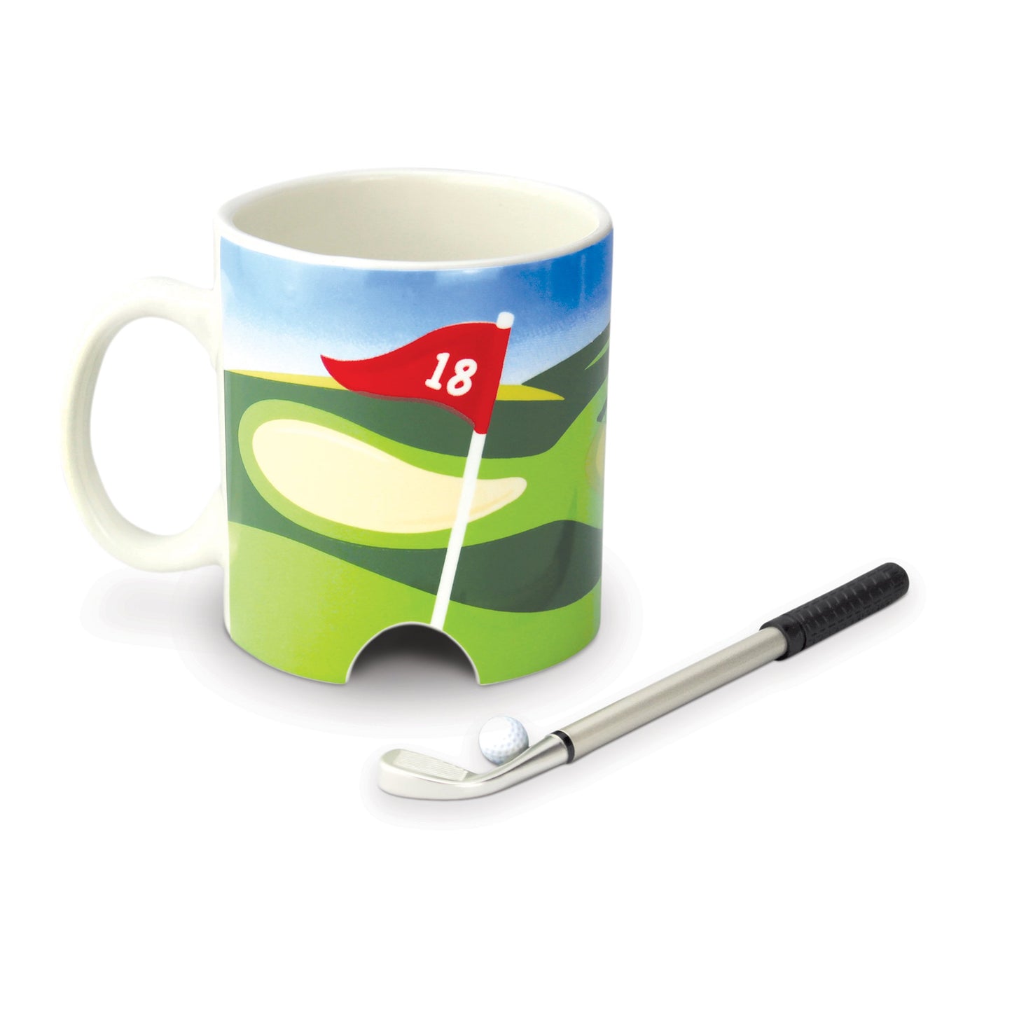 Taza con minigolf – Tu descanso tiene hoyo 18
