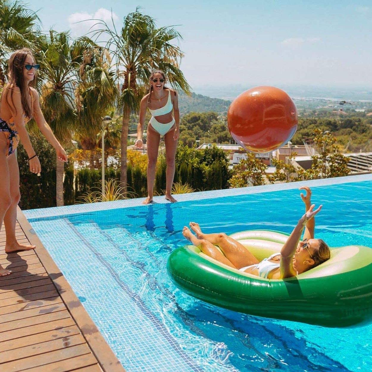 Flamingueo Flotador Aguacate Gigante - Colchoneta Hinchable para Piscina y Playa, Adultos, 160x125 cm