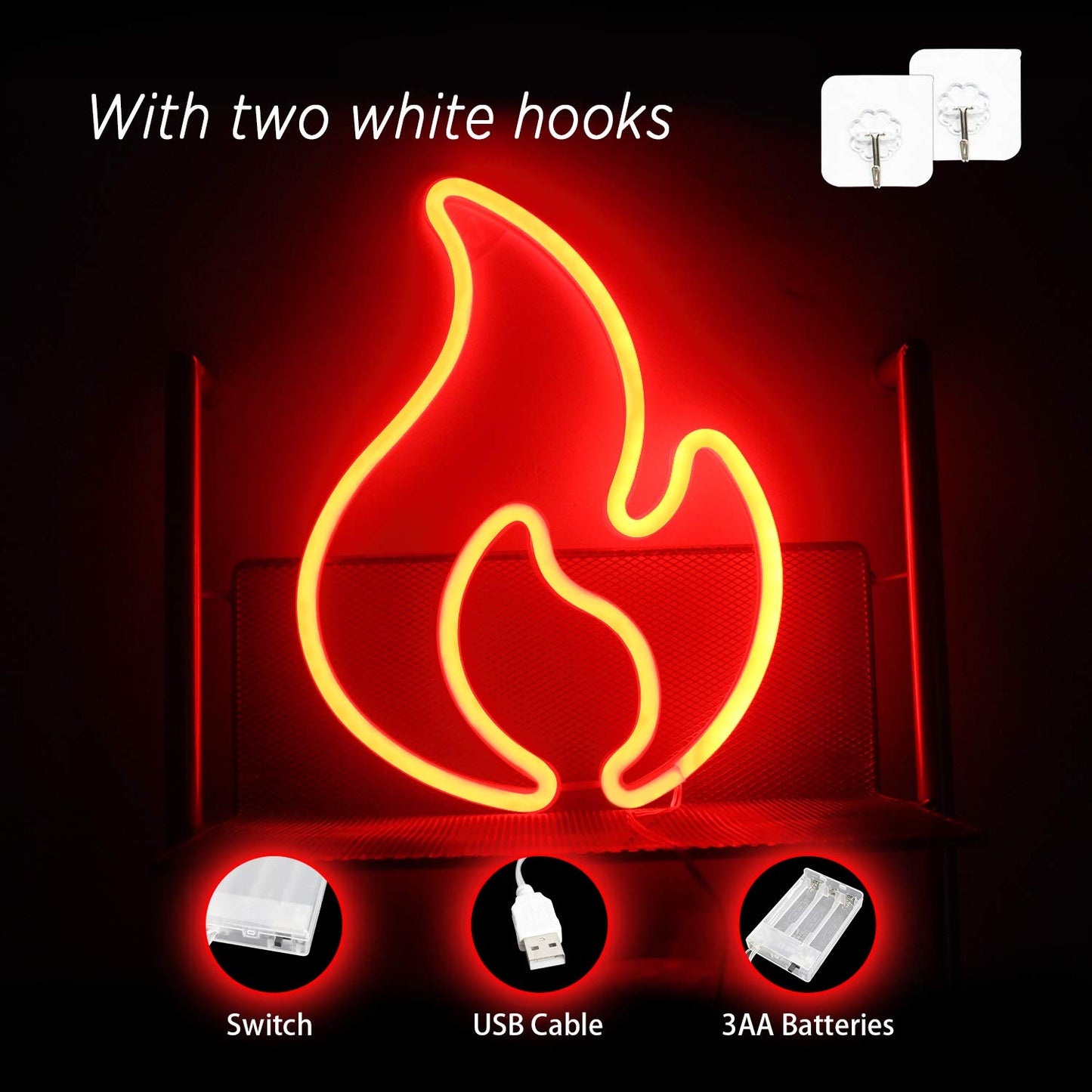 Letreros de Neón de Llama Para Pared Luces de Neón Rojo Letrero Fuego Led Luz nocturna de Neón Para Dormitorio Bar Restaurante Tienda Decoraciones Para El Hogar