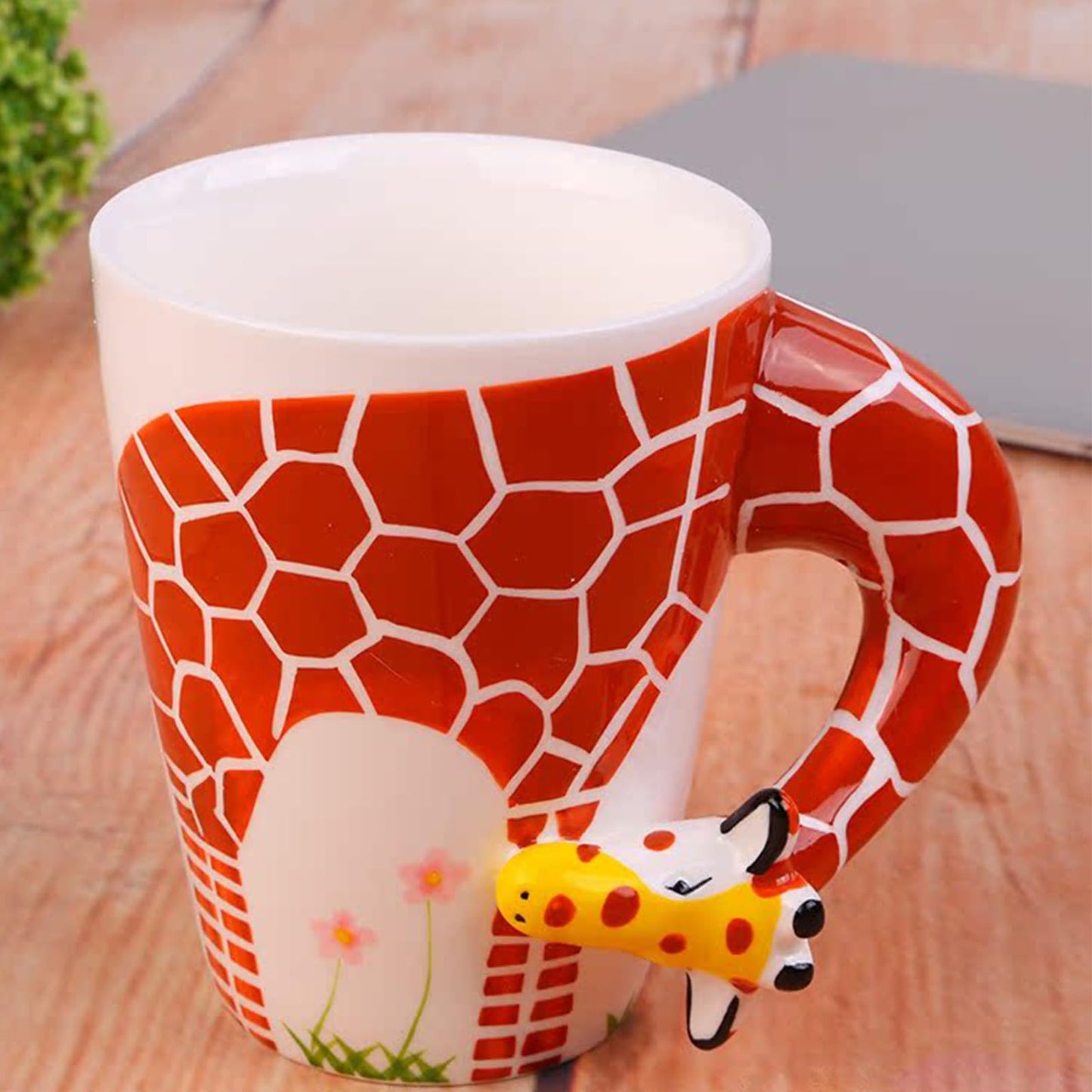 Arawat Divertida taza de café grande con tapa de cerámica, taza de té con cuchara y platillo, 450 ml, taza de café 3D, taza de café divertida, taza de espresso, taza de café, taza de capuchino, regalo