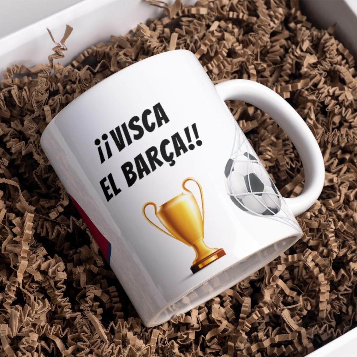 Taza Personalizada Fútbol | Tazas de Desayuno Barcelona | Regalo Original para Aficionados del Futbol | Cosas de futbol para Niños | Regalos Mundial Futbolistas | Balón de fútbol