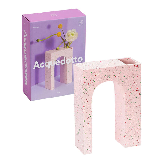 DOIY - Jarrón Decorativo Moderno - Diseño en Forma de Arco Romano - Fabricado con Resina - Jarrón para Flores - Florero Decorativo - Color Rosa - 22x16x7,5 cm