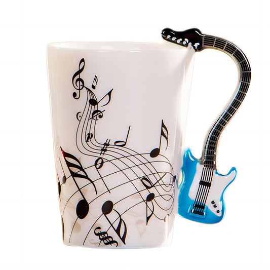 Taza guitarra – Café con notas y partituras