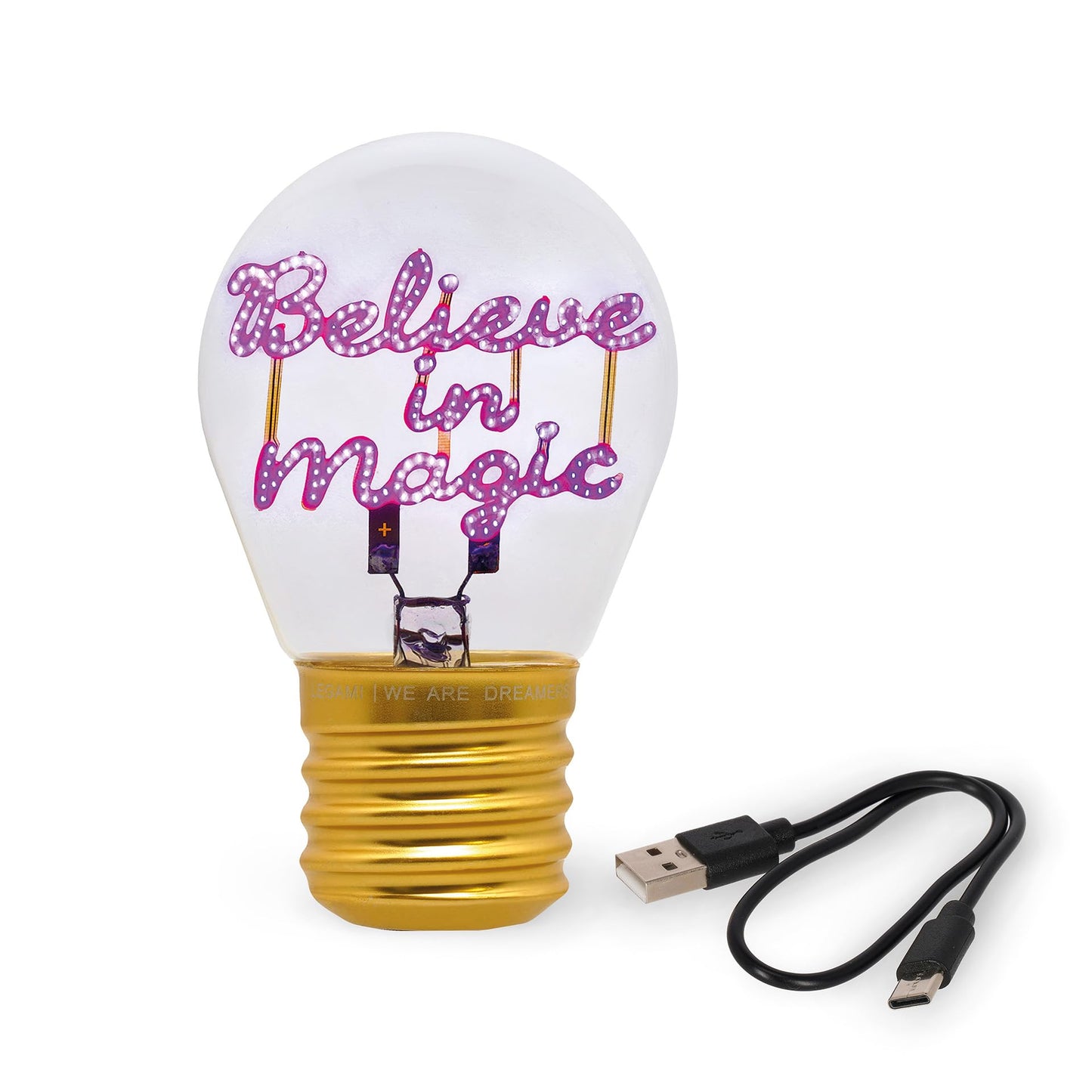 Lámpara bombilla “Believe in Magic” – Un toque de luz y fantasía para tu escritorio