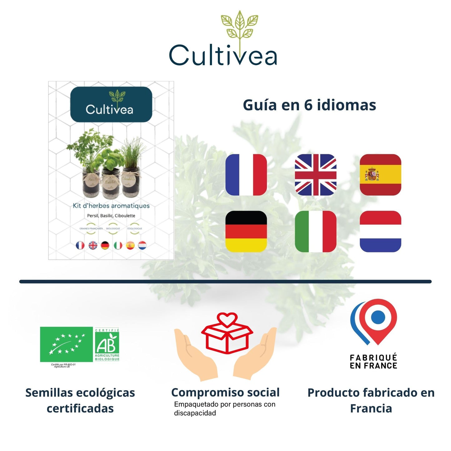 Kit completo de hierbas Cultivea – Crea tu huerto urbano ecológico en casa