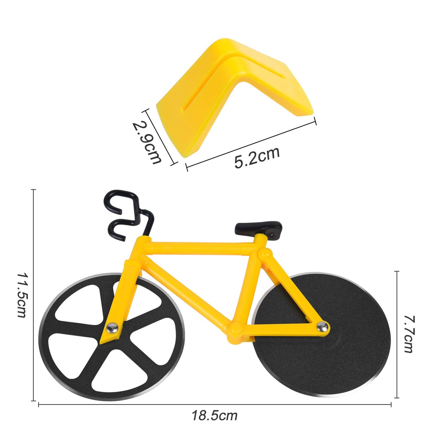 flintronic Corta Pizza Antiadherente, Ruedas Cortadoras De Pizza De Bicicleta, Cortadora de Pizza para Bicicleta con Soporte, Acero Inoxidable Doble, Amarillo