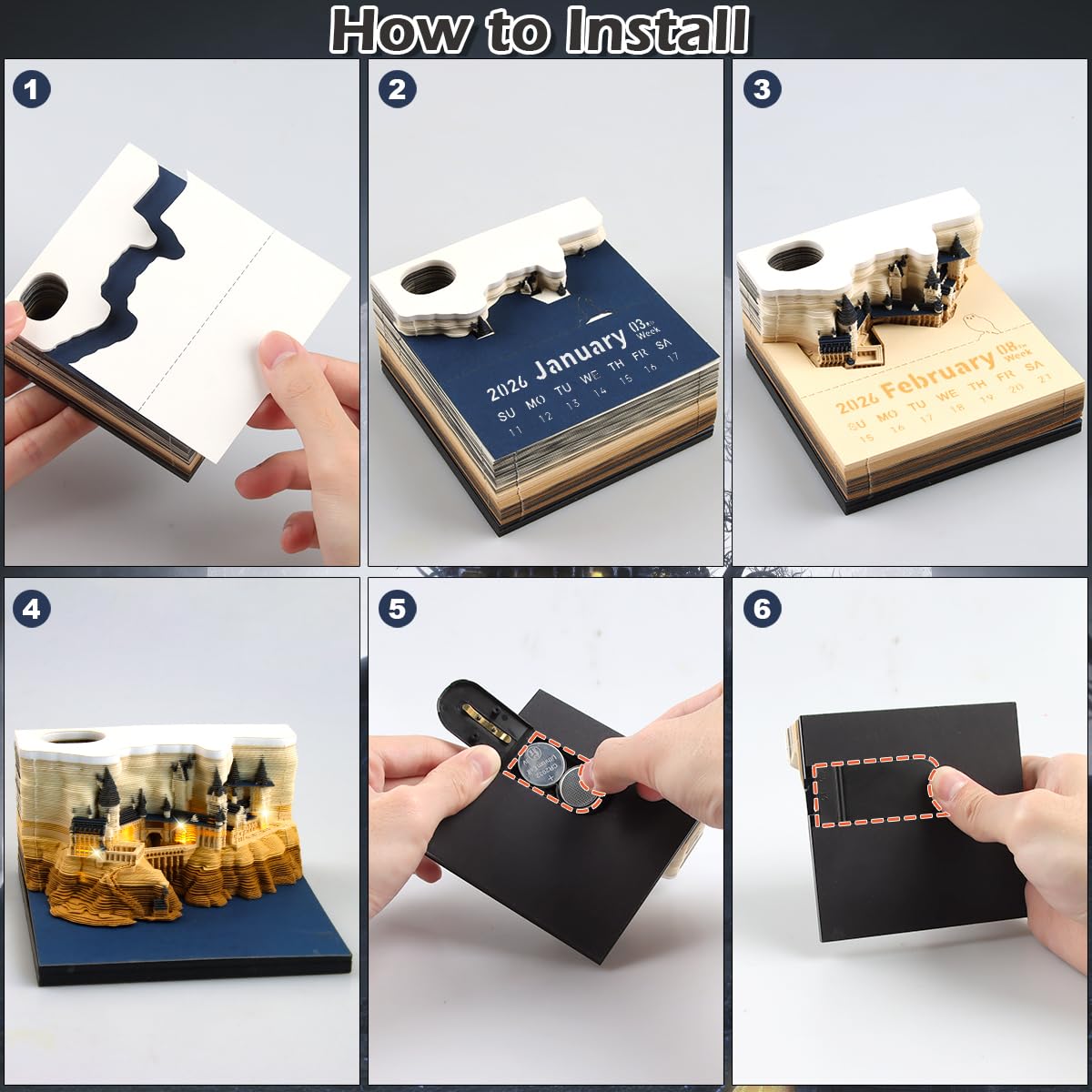 Calendario 3D Castillo Mágico 2026 – Un Palacio de Fantasía Iluminado