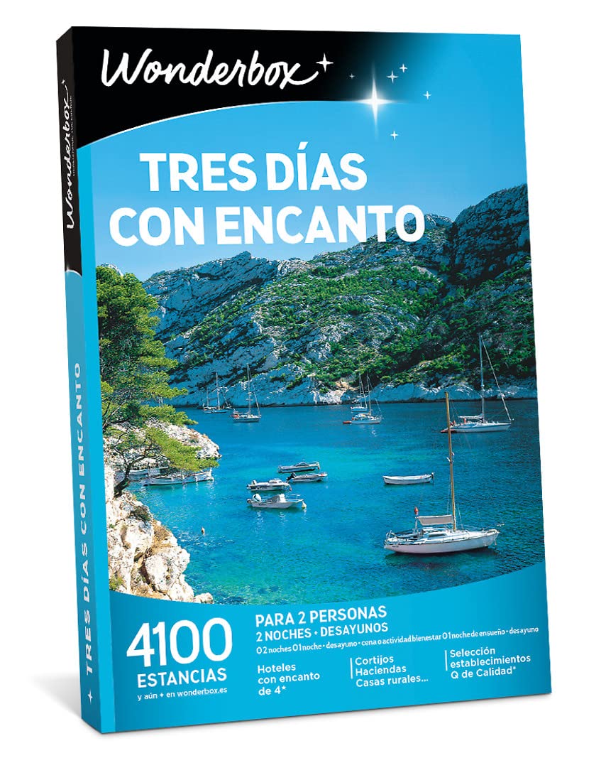 Wonderbox - Caja Regalo - Tres Días con Encanto - 4100 Estancias - 2 Noches + Desayunos - Hotel con Encanto de 4* - Ideas Regalo Mujer, Ideas Regalo Hombre