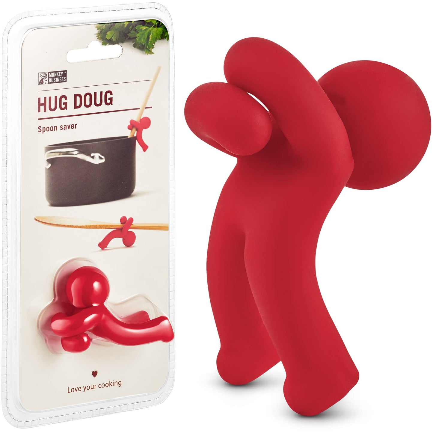 Monkey Business Hug Doug Soporte para Cucharas y Levantador de Tapas Que Evita Que la Cuchara se caiga | Soporte para Cucharas de Cocina | Gadgets de Cocina y Accesorios de Cocina Simpáticos