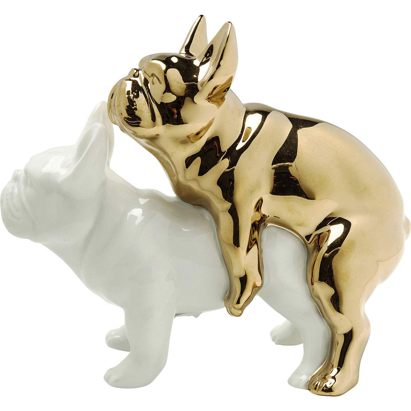 Kare Design Deko Figura Decorativa, Love Dogs, Cerámica y Porcelana, Oro, 17.2x19.5x10.8cm